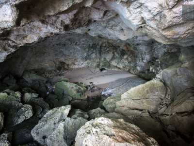 Il rifugio, avvolto nella semioscurit�, ospita infatti una spiaggia fatta di sabbia sottile molto chiara, circondata da rocce cesellate, scavate dalla forza delle onde nel corso del tempo